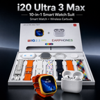 i20 Ultra 3 Max Smart Watch Suit with 7 Straps & Earbuds