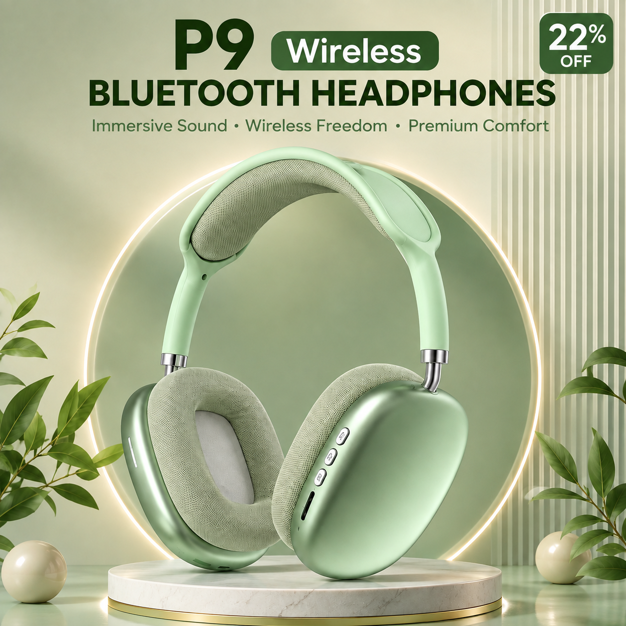 P9 Pro Max Wireless Over-Ear Headphones with ANC