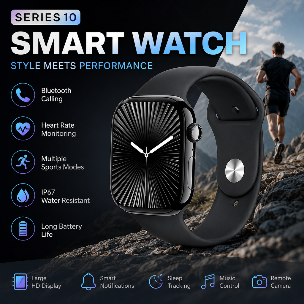 SR10 Series 10 Smart Watch with Apple Logo - 7 Straps Combo Deal